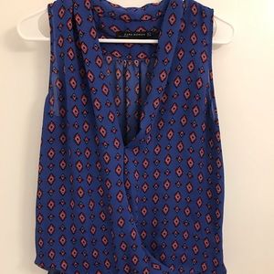 Zara blue wrap blouse. Medium.